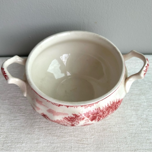 JOHNSON BROTHERS mill stream pink vintage ironstone sugar bowl w/out lid - Picture 2 of 4